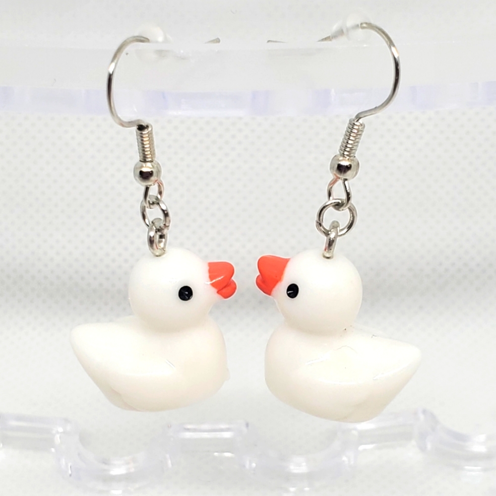 7/$10 White Duck Earrings, New